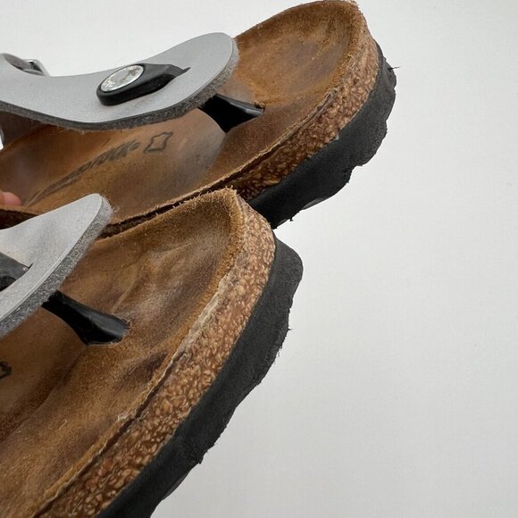 Birkenstock Gizeh Sandals Metallic Silver Strap Buckle Women's Size 37 - Picture 10 of 12